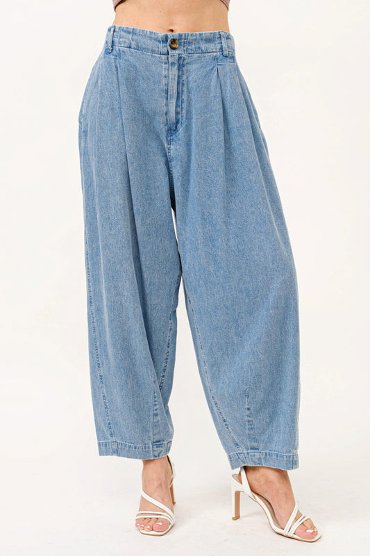 Denim - And The Why - Elastic Back Pleated Baggy