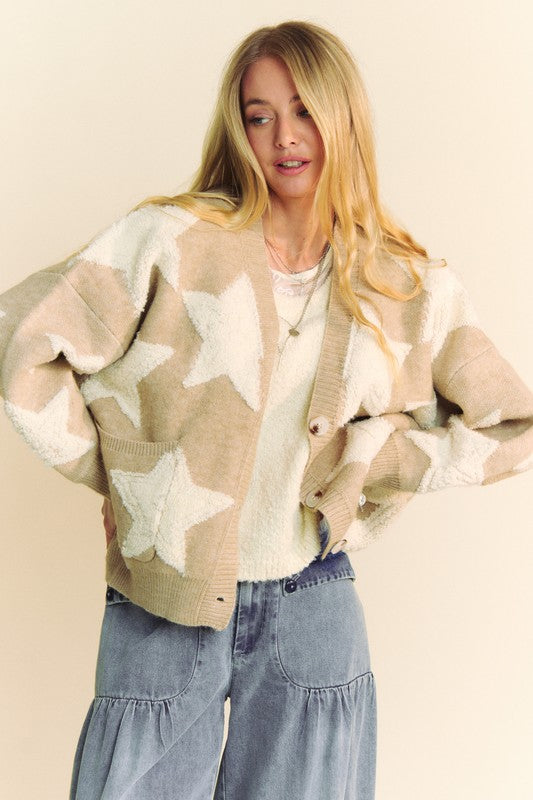 Davi & Dani - Fuzzy Star Cardigan