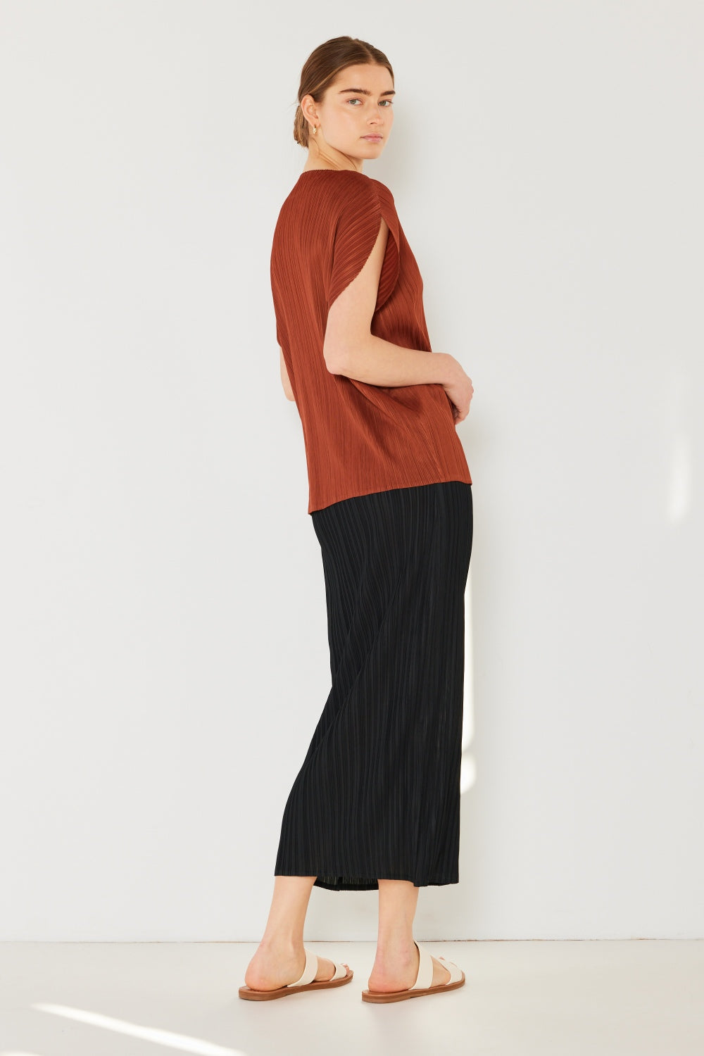 Marina West - Pleated Midi Pencil Skirt