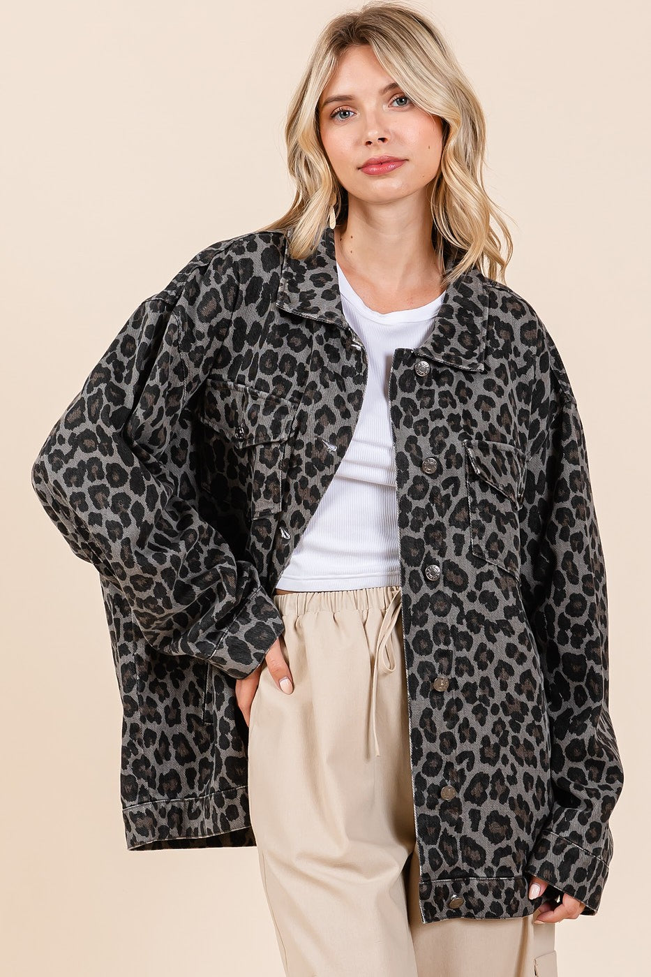 Mittoshop - Leopard Denim Jacket