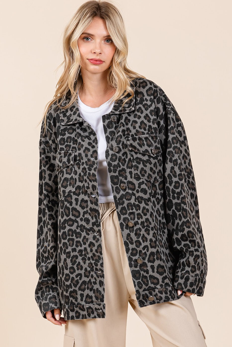 Mittoshop - Leopard Denim Jacket