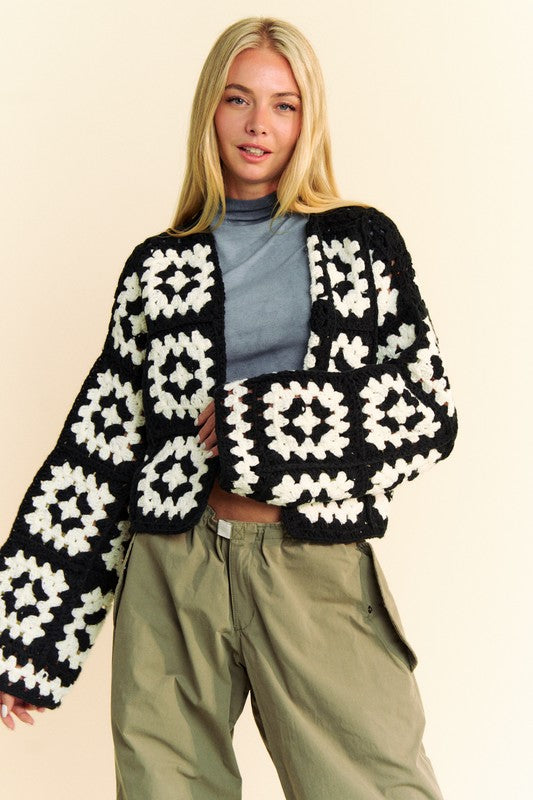 Davi & Dani - Flower Square Crochet Cardigan